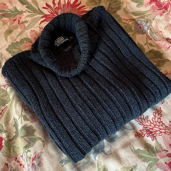 Vtg 80s RALPH LAUREN Polo Size Large Cotton Ribbed Turtleneck Timeless Cozy Soft - Picture 13 of 16